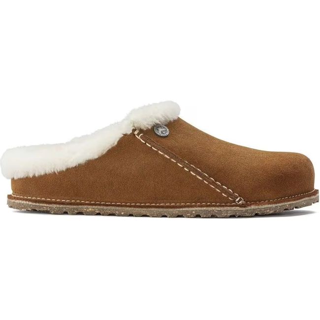 Side of Women's brown suede Birkenstock Zermatt Premium Shearling Wool Slipper