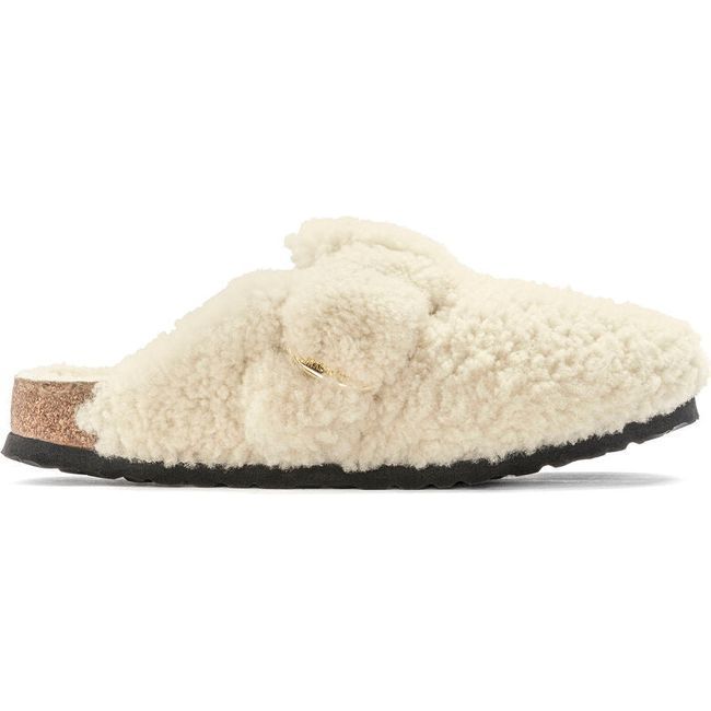 Birkenstock Women's Boston Big Buckle Eggshell Shearling Narrow Clog 1025664