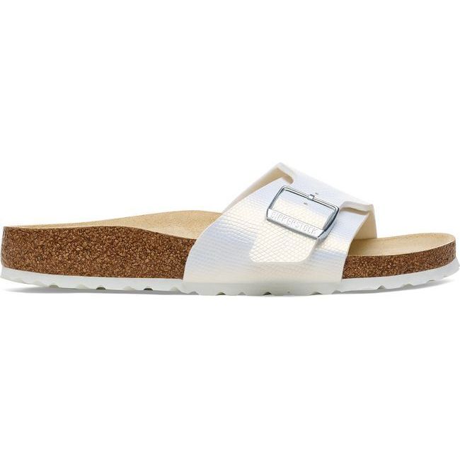 Birkenstock Women's Catalina Shiny Lizard White Narrow Sandal 1026468