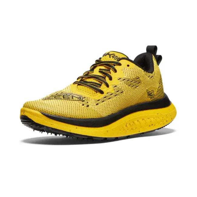 Frong angled view of KEEN Women's WK400 Walking Shoe in Yellow & Black
