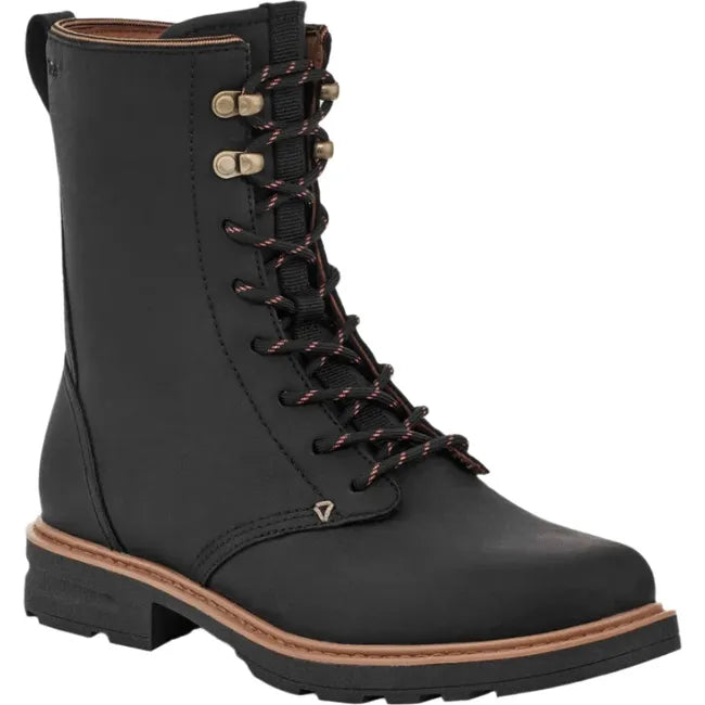 Front of Women's Teva Rowena Lace Up Waterproof Boot in black leather