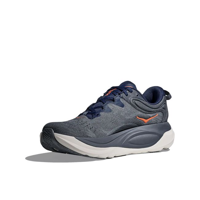 Hoka Mens Gaviota 6 running shoe in Midnight Blue/Faded Navy, angled 3/4 medial view