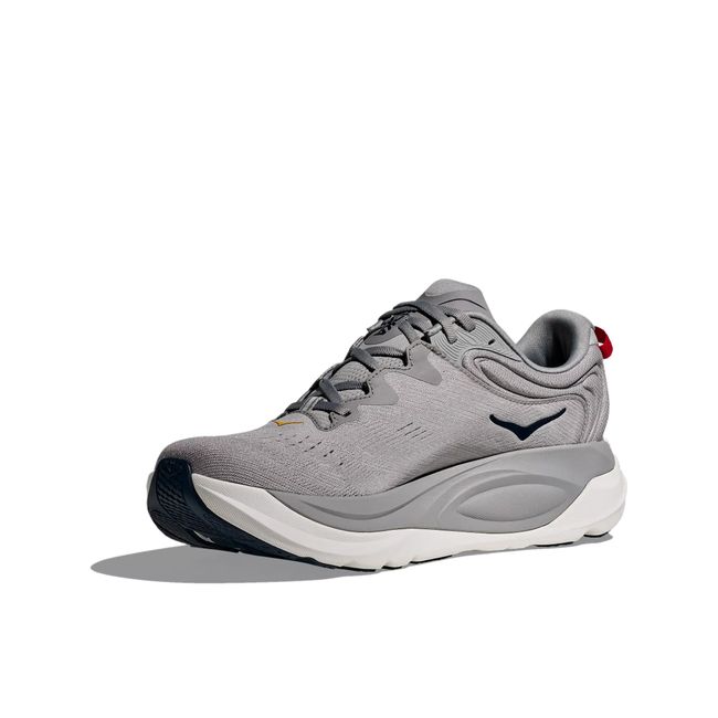 Hoka Mens Gaviota 6 running shoe in Stellar Grey, angled 3/4 medial side view
