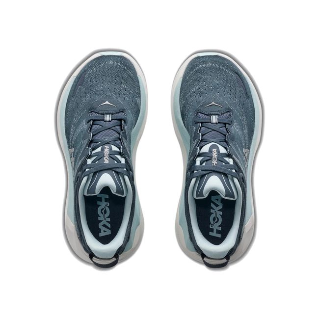 Hoka Womens Gaviota 6 running shoe pair in Faded Navy, top-down view showing laces