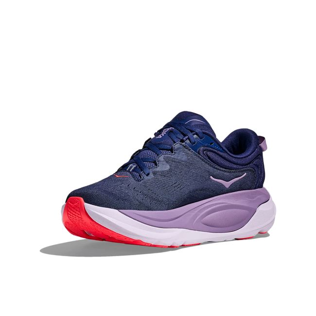 Hoka Womens Gaviota 6 running shoe in Midnight Navy, angled 3/4 medial side view
