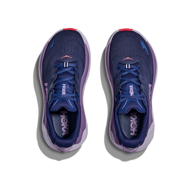 Hoka Womens Gaviota 6 running shoe pair in Midnight Navy, top-down view showing laces