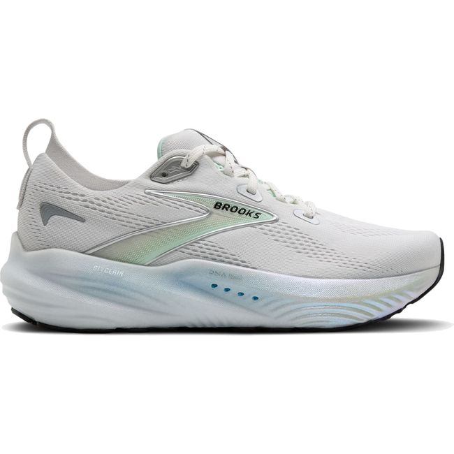 Lateral side of Women's Brooks Glycerin 22 Running Shoe in Pearlized White Bay
