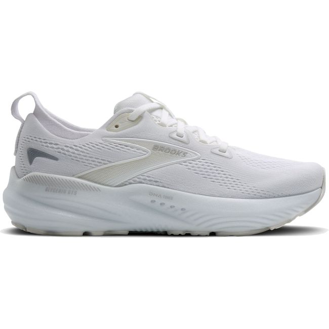 Lateral side of Brooks Women's Glycerin GTS 22 Running Shoe in all white