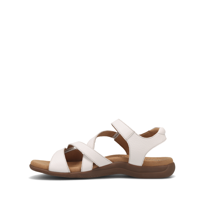 Medial profile of the Taos Big Time sandal in white leather