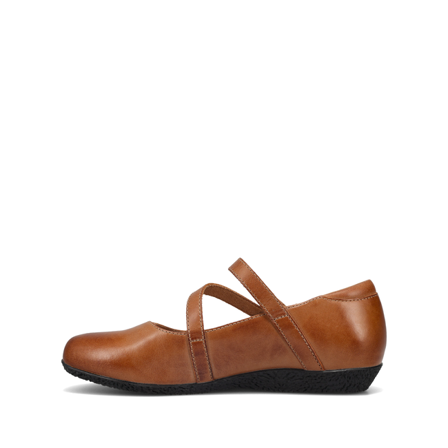 Medial profile of the Taos Banter Mary Jane in caramel leather