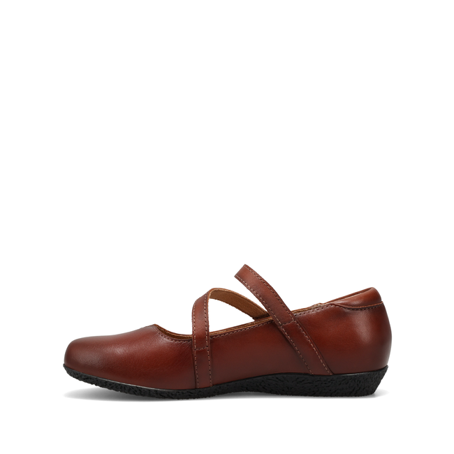 Medial profile of the Taos Banter Mary Jane in cognac leather