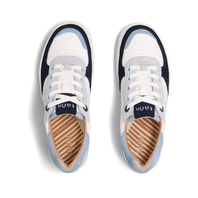Top down view of the Taos Pop Soul pair showing the suede-lined footbed
