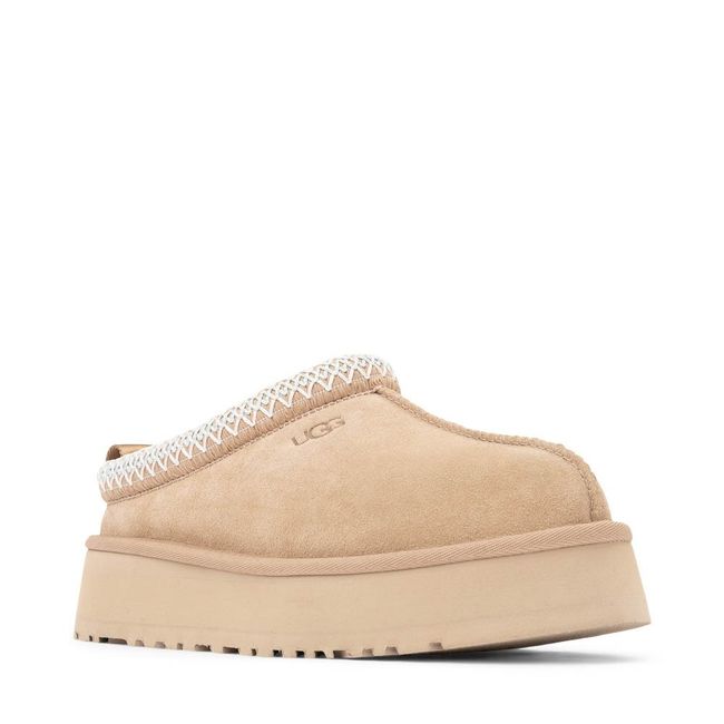 Front angled view of UGG Women's Tazz II Clog in Sand Beige