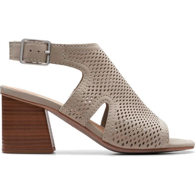 Clarks Women's Siara65 Flow Heeled Sandal Stone Nubuck 26176345