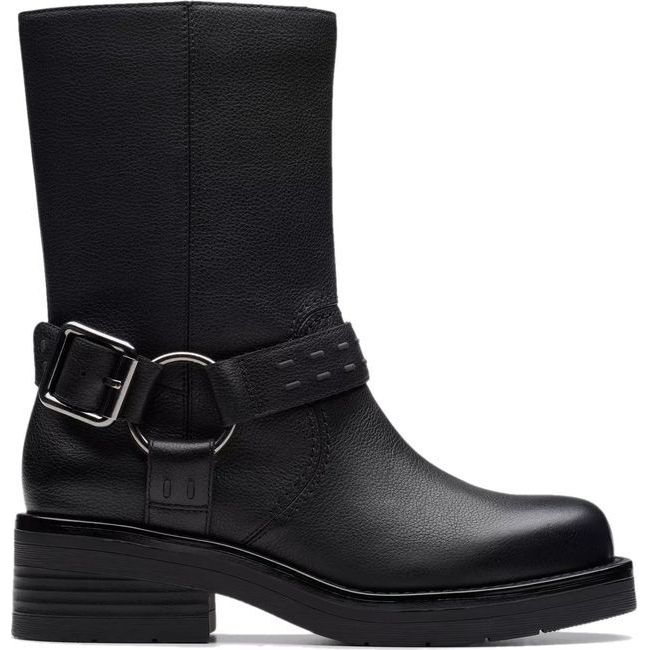Clarks Women's Rebelle Up Mid Calf Boot Black Leather 26178896
