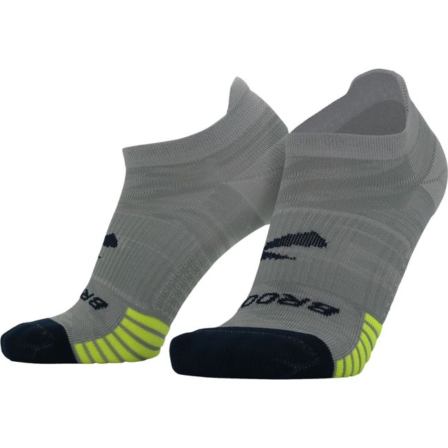 Brooks Unisex Ghost Lite No Show 2 Pack Socks Htr Oxford/Navy & Navy/Yellow 280496468