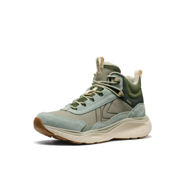 Front of iceberg green KEEN Women's Leiki Waterproof Leather Hiking Boot