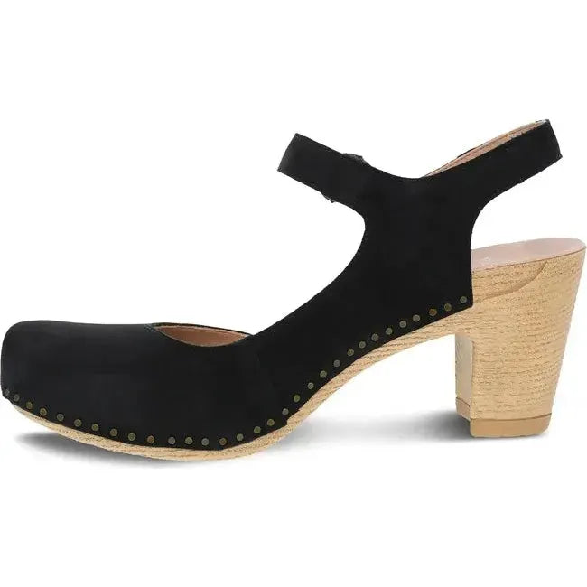 Dansko Women's Taytum Heeled Sandal Black Milled Nubuck 3114101400