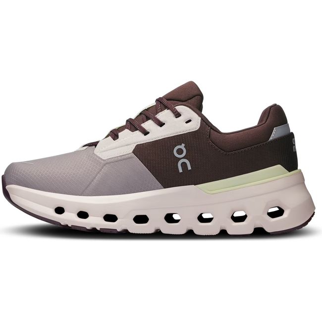 Medial of On Running Women's Cloudrunner 2 Waterproof Running Shoe in seedling purple