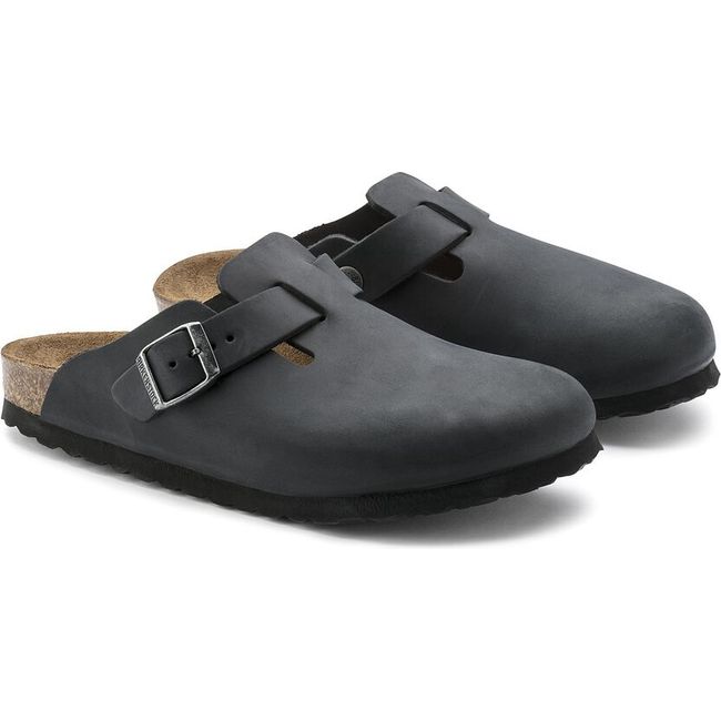 Birkenstock Unisex Boston Black Oiled Leather Clog 59461/59463