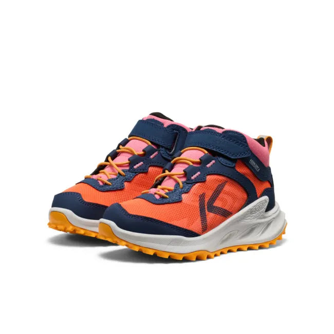 Pair of KEEN Little Kids’ Zionic Waterproof Hiking Boots in Multicolor Navy Pink