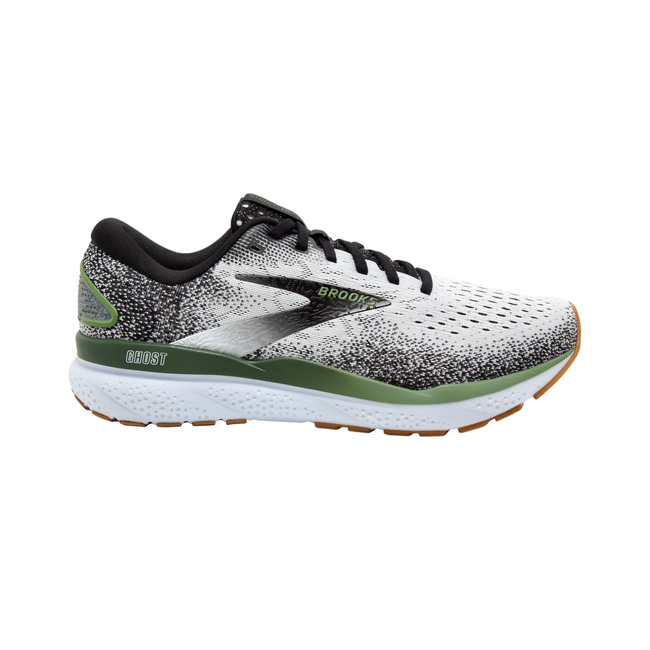 Brooks Men's Ghost 16 Running Shoe White/Black/Green 110418-192
