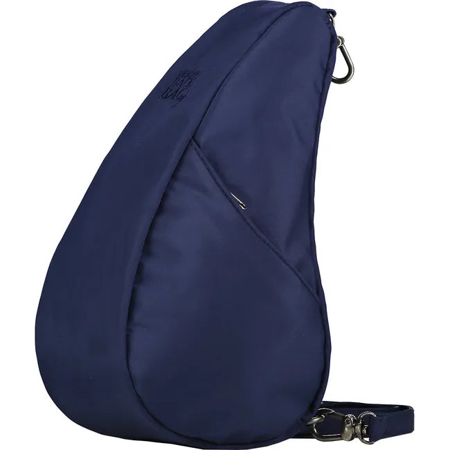 Medial angled view of Ameribag 10" Microfiber Baglett Cross Body Bag in navy