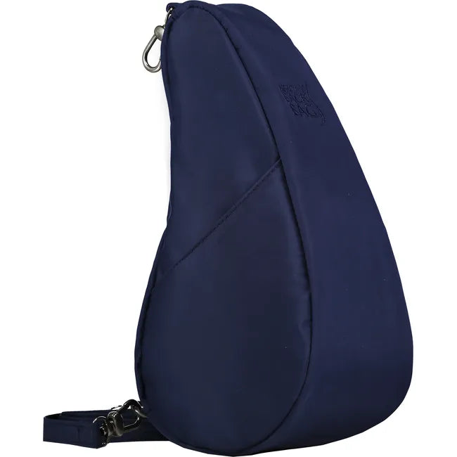 Lateral angled view of Ameribag 10" Microfiber Baglett Cross Body Bag in navy