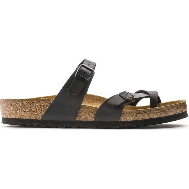 Lateral side of Birkenstock Women's Mayari Birko-Flor Sandal in black