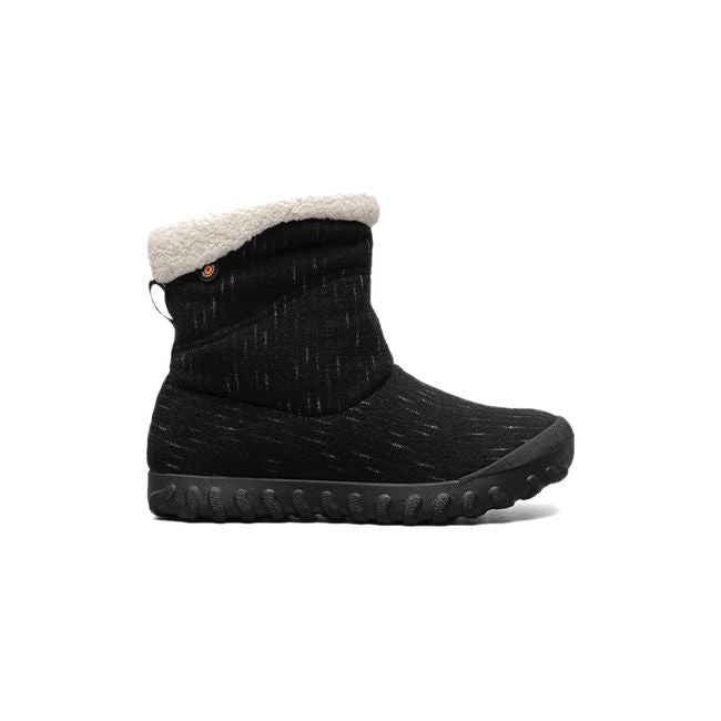 Lateral side of slip on Bogs Women's B Moc II Dash Waterproof Snow Boot in black