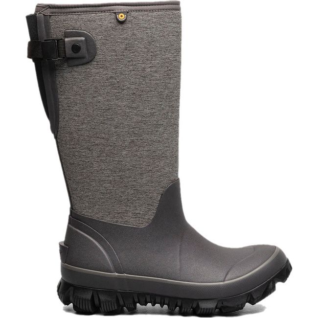 Lateral side of Women's Bogs Whiteout Adjustable Calf Tall Winter Boot in Gray