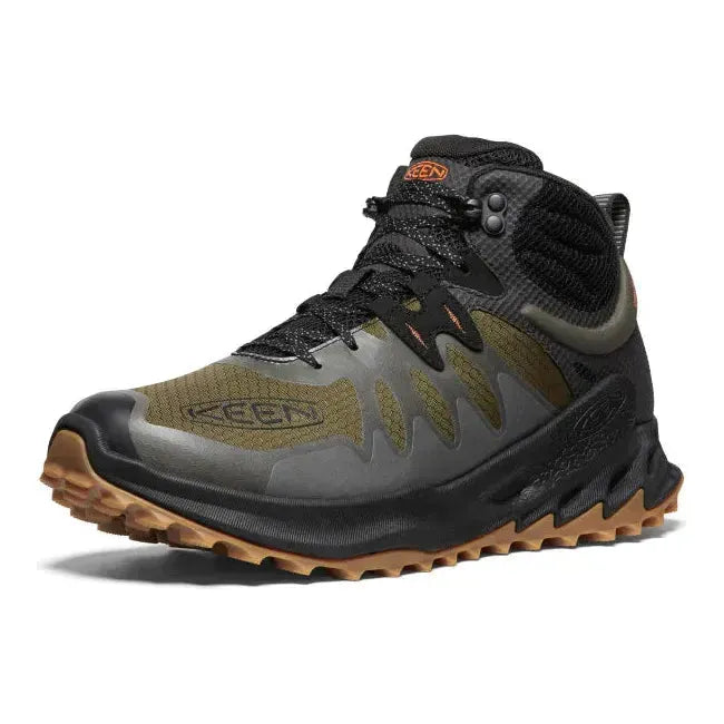 Keen Men's Zionic Mid Waterproof Dark Olive/Scarlet Ibis Hiking Boot 1028035