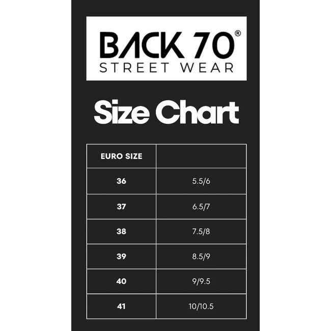 Back 70 shoe size chart