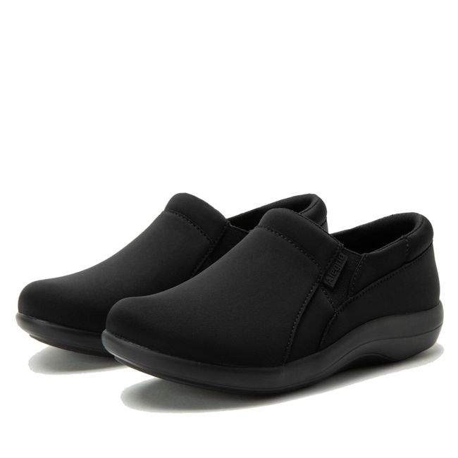 Pair of Alegria Women's Duette Water Resistant Shoes in Liquid Black