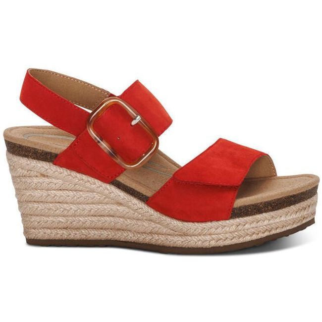 Aetrex Women's Ashley Wedge Sandal Poppy Red EW799W