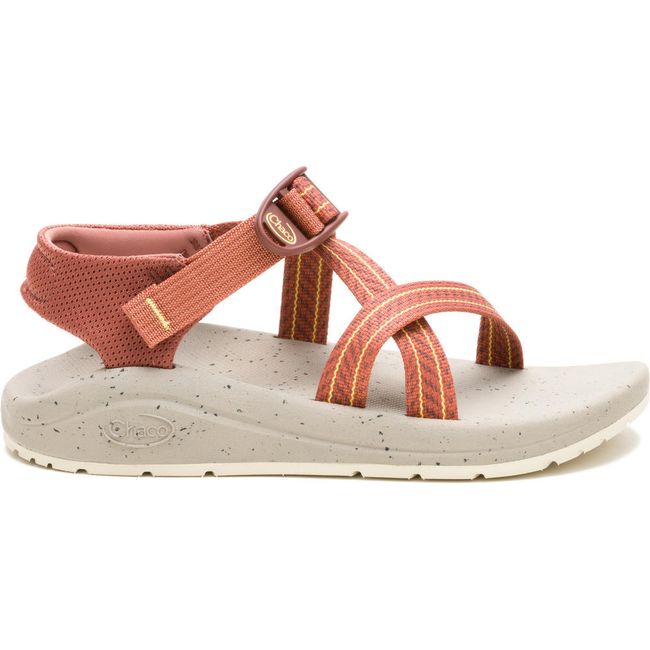 Lateral side of Women's Chaco CushZ Extra Cushioned Sandal in Frond Syrup orange