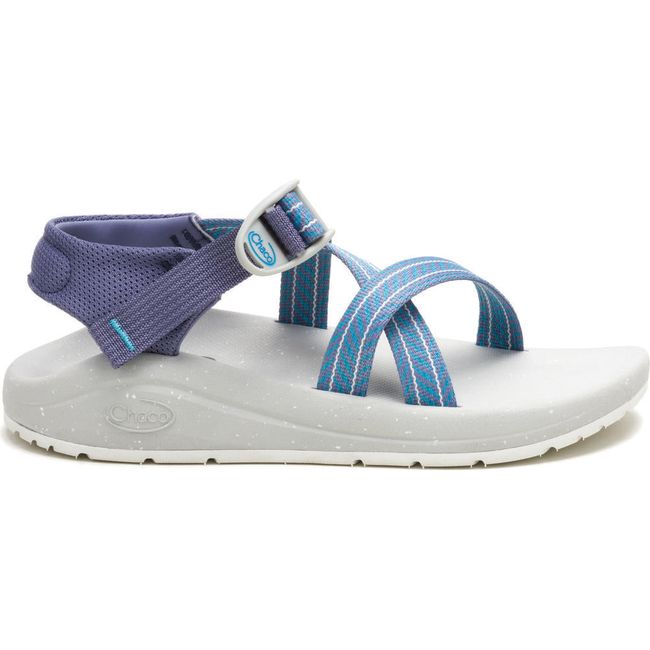 Lateral side of Women's Chaco CushZ Extra Cushioned Sandal in Frond Pacific Blue