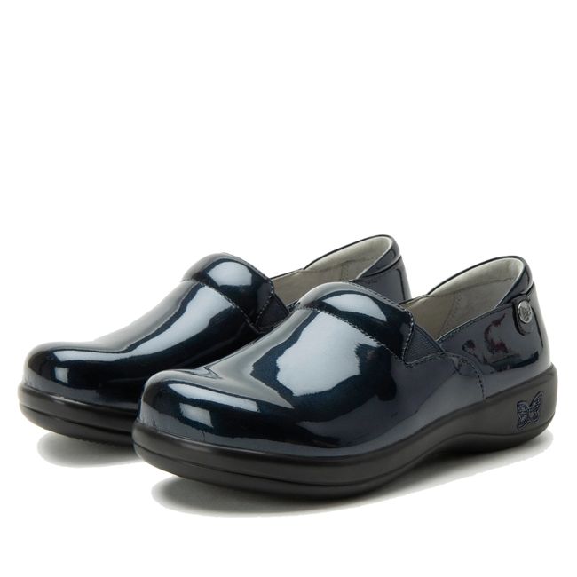 Pair of Alegria Women's Keli Shoes in Space Invaders Blue