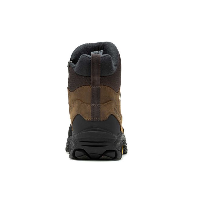 Heel of Merrell Men’s Coldpack 3 Thermo Tall Zip Waterproof Boot in Earth Brown
