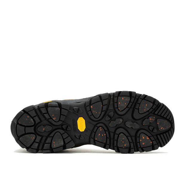Vibram sole of Merrell Men’s Coldpack 3 Thermo Tall Zip Waterproof Boot in Earth Brown