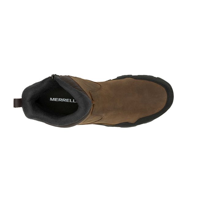 Upper of Merrell Men’s Coldpack 3 Thermo Tall Zip Waterproof Boot in Earth Brown