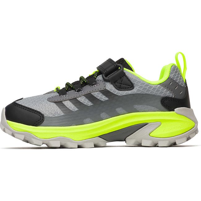Medial of Merrell Big Kids' Moab Speed 2 Low A/C Waterproof Hiking Shoe in Grey/Black/Citron