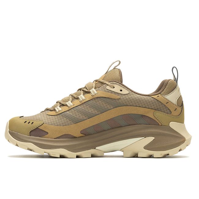 Medial side of Merrell Men's Moab Speed 2 GTX Hiking Shoe in Coyote Tan