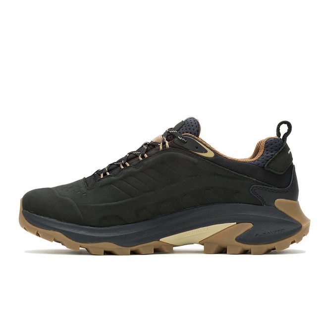 Medial side of Men's Moab Speed 2 Leather Waterproof Hiking Shoe in Black