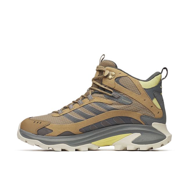 Medial side of Merrell Men's Moab Speed 2 Mid GTX Hiking Boot in Cairn Brown