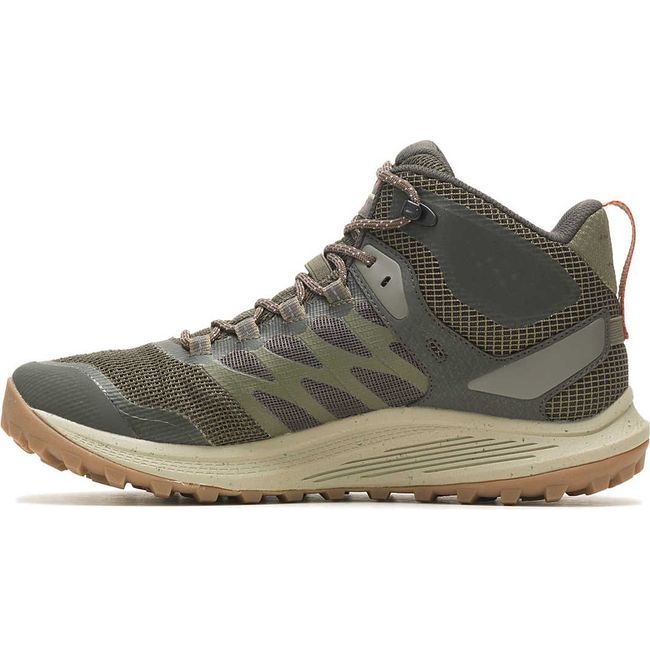Medial side of Men's Merrell Nova 3 Mid Waterproof Boot in olive green