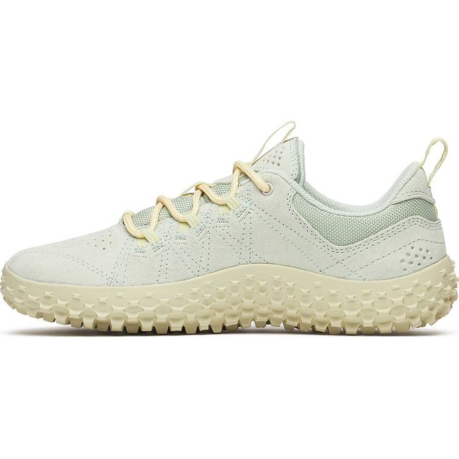 Medial side of Women's Merrell Wrapt Barefoot Shoe in Suede Sprig light green