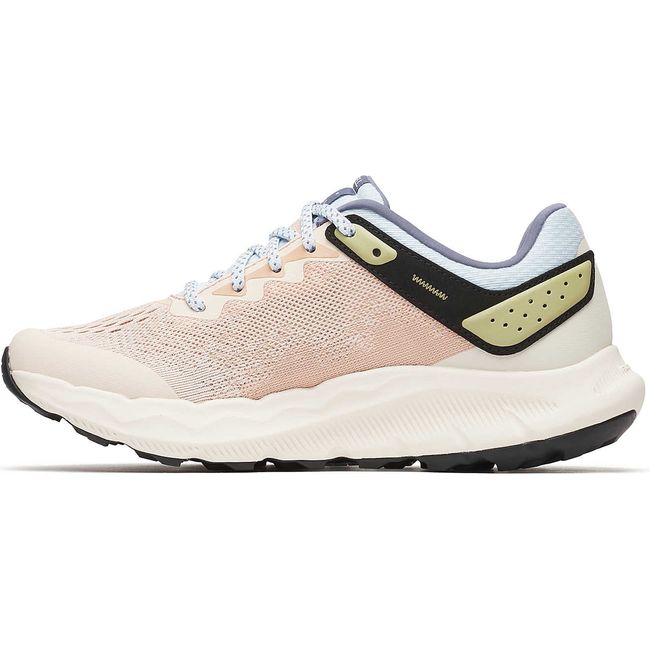 Medial side of Merrell Women's Antora 4 Trail Running Shoe in Pink Salt and Ice Blue