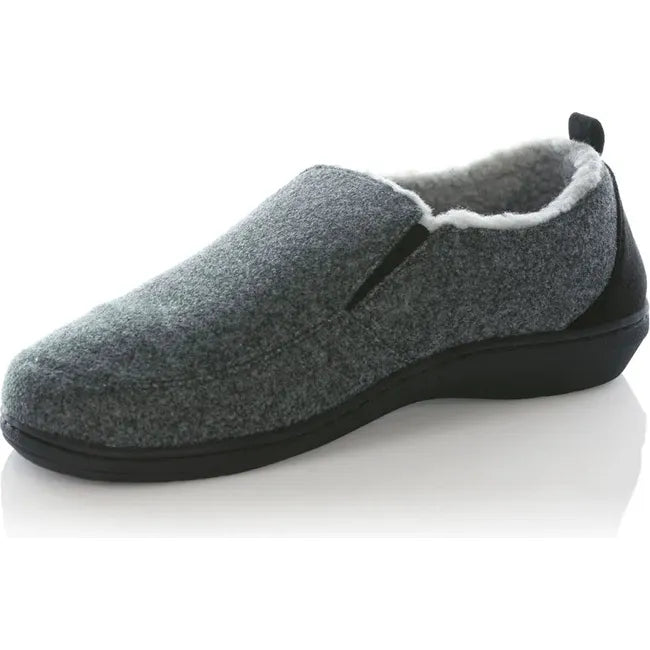 Medial side of the Men's PowerStep Twin Gore Slipper in Charcoal Grey