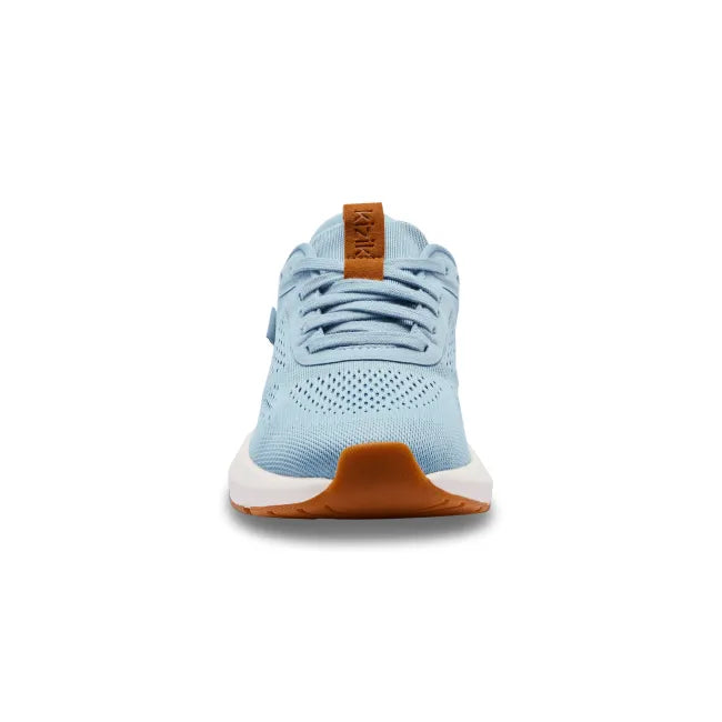 Front of Women’s Kizik Athens 2 Sneaker in light blue with easy on HandsFree Step-In tech